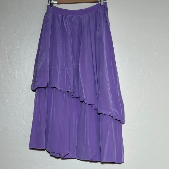 Ulla Johnson Simone Bubbled Tiered Silk Midi Skirt Foxglove Womens Size 4 - Picture 4 of 10